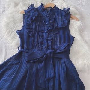 Midnight Blue • Striped Satin Dress